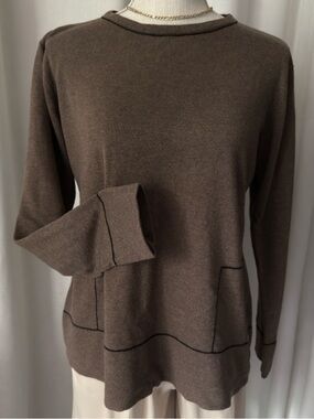 CK Brown Long Sleeve Knit Top